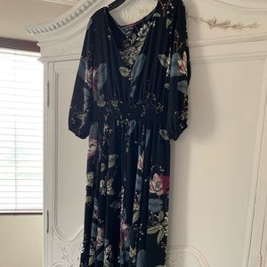 Black with flowers long dress